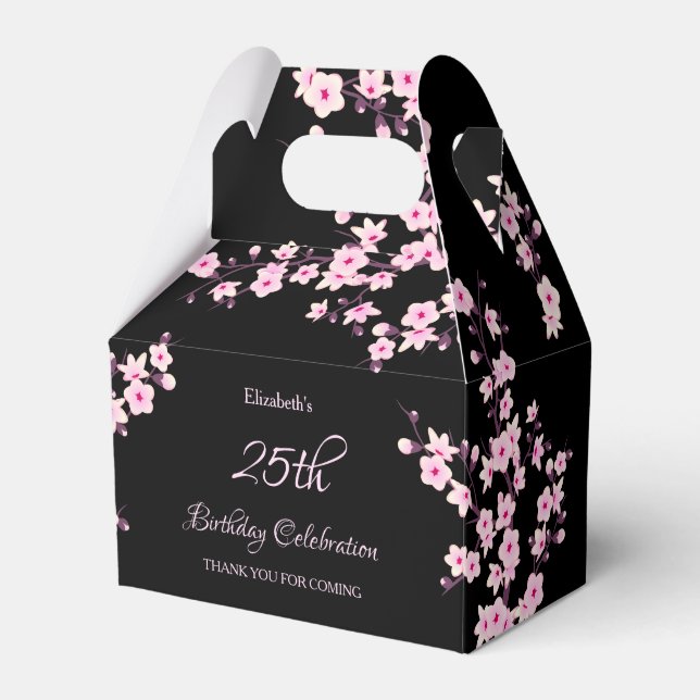 Cherry Blommar Rosa Black Tack Birthday Presentaskar (Framsidan Sidan)