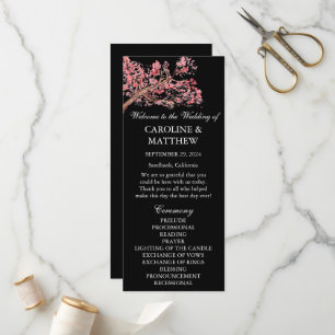 Cherry Blommar Rosa Blommigt Watercolor Bröllop Program