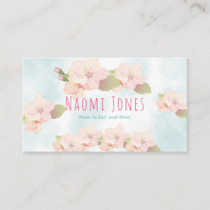 Cherry Blommar Rosa Blommigt Watercolor Mamma Card