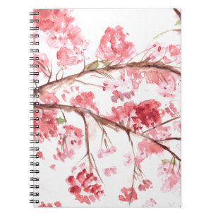 Cherry blommar rosa blommor blommigt Sakura Japans Anteckningsbok Med Spiral