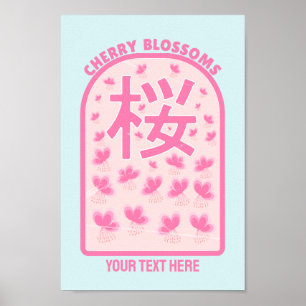 Cherry blommar rosa blommor Japan Poster