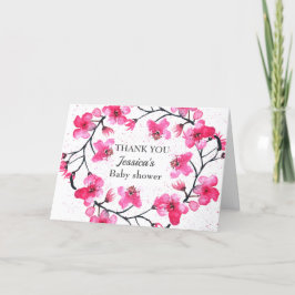 Cherry Blommar Rosa Flowers Baby Shower Girl Tack Kort