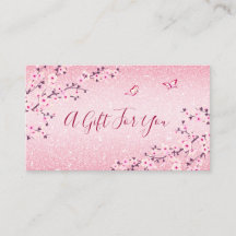 Cherry Blommar Rosa Glitter Gift Card