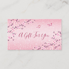 Cherry Blommar Rosa Glitter Gift Card Visitkort
