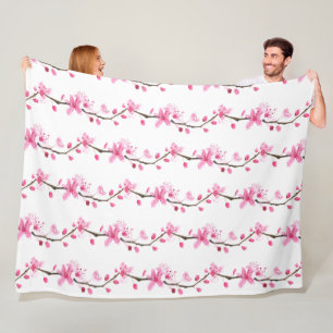 Cherry Blommar Rosa Japanska Sakura Kawaii Ull Fleecefilt