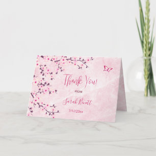 Cherry Blommar Rosa Marble Tack Baby Shower Kort