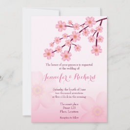 Cherry Blommar Rosa Sakura Blommigt Bröllop Inbjudningar