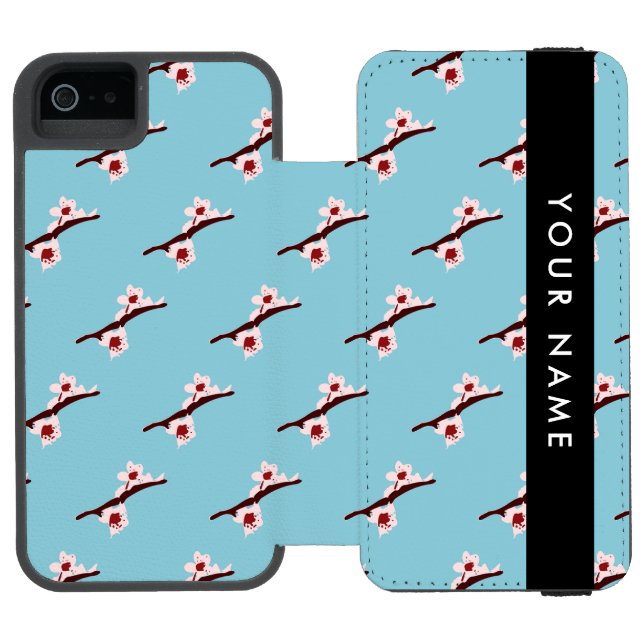 Cherry Blommar, Rosa Sakura, ditt namn Incipio iPhone Wallet Skal (Folio Öppen)