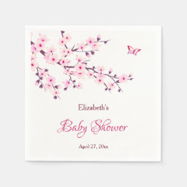 Cherry Blommar Rosa White Baby Shower Pappersservett