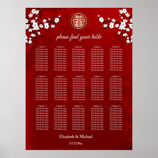 Cherry Blommar Rosa White | BRÖLLOP Poster (Framsidan)
