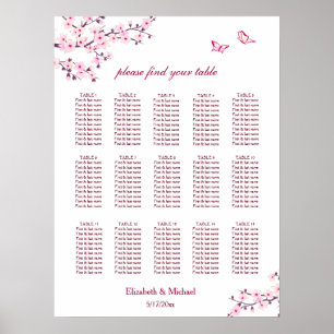 Cherry Blommar Rosa White   BRÖLLOP Poster