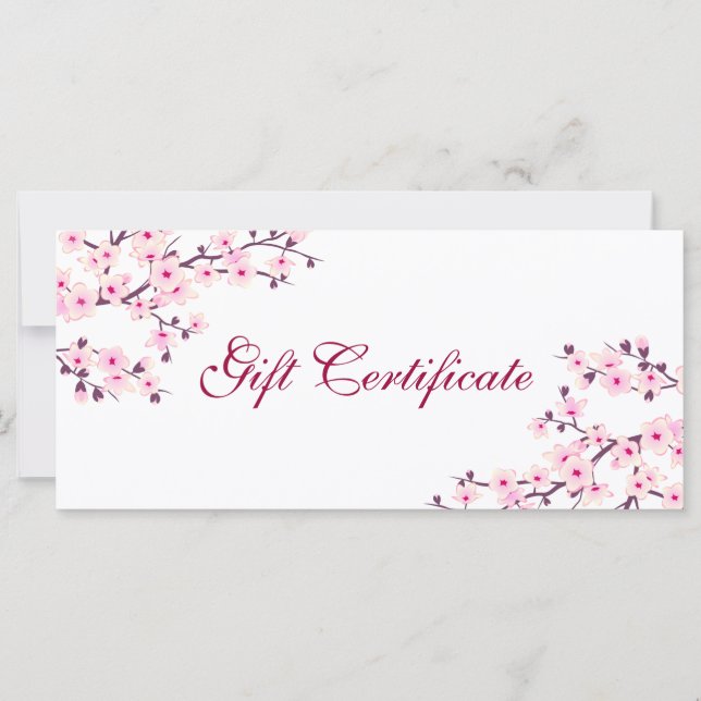 Cherry Blommar Rosa White Gift Certificate (Framsida)
