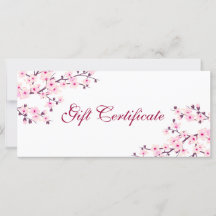 Cherry Blommar Rosa White Gift Certificate