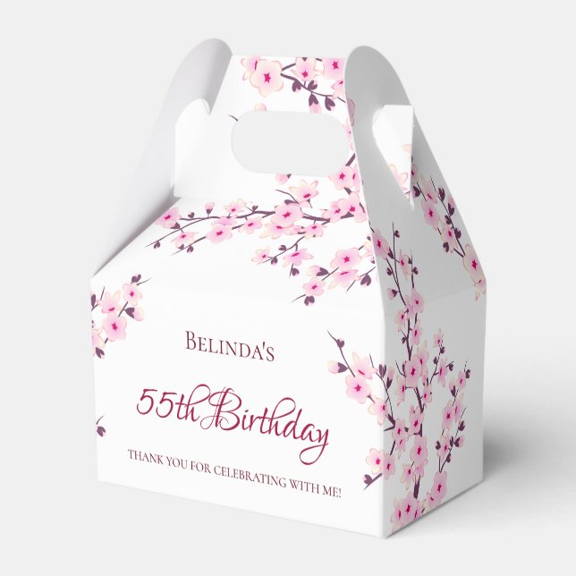 Cherry Blommar Rosa White Tack Birthday Presentaskar (Framsidan Sidan)