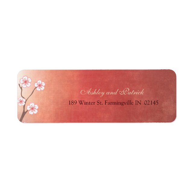 Cherry Blommar Sakura Address Label Returadress Etikett (Framsidan)