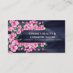 Cherry blommar sakura blue rosa chic skönhetssalo visitkort