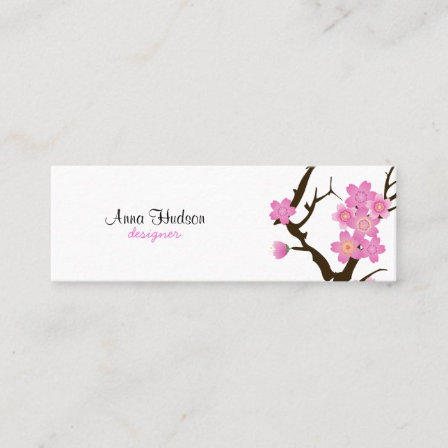 Cherry Blommar, Sakura, Floristry, Flower Shop Mini Visitkort (Framsida)