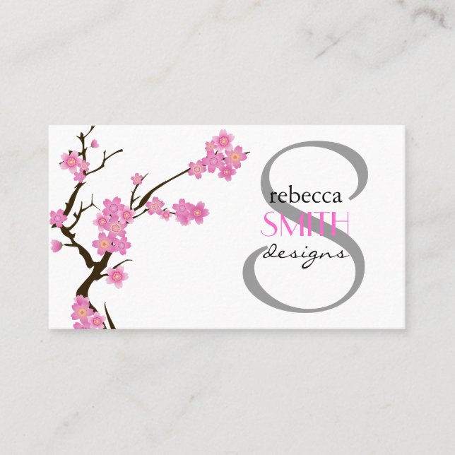 Cherry Blommar, Sakura, Floristry, Flower Shop Visitkort (Framsida)