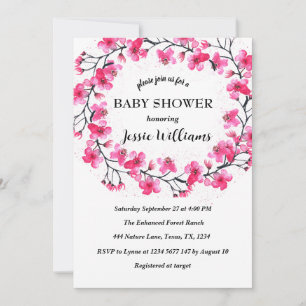 Cherry Blommar Sakura Flowers Babydusch Inbjudningar
