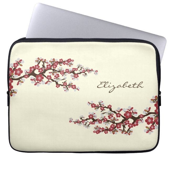 Cherry Blommar Sakura Laptop sleeve (röd) (Framsidan)