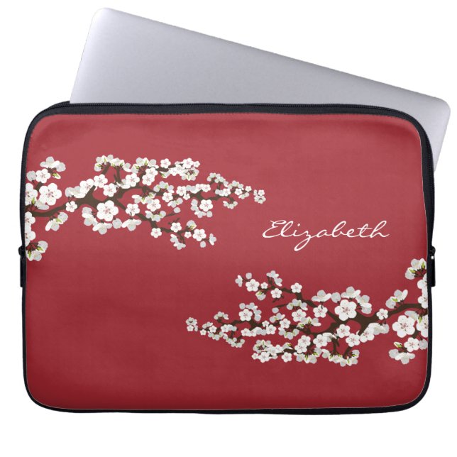 Cherry Blommar Sakura Laptop sleeve (röd) (Framsidan)