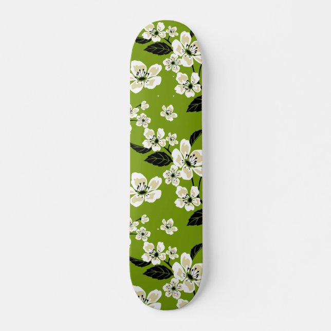 CHERRY BLOMMAR - SAKURA (MATCHA GRÖNT) MINI SKATEBOARD BRÄDA 18,5 CM (Framsida)