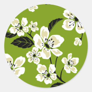 CHERRY BLOMMAR - SAKURA (MATCHA GRÖNT) RUNT KLISTERMÄRKE