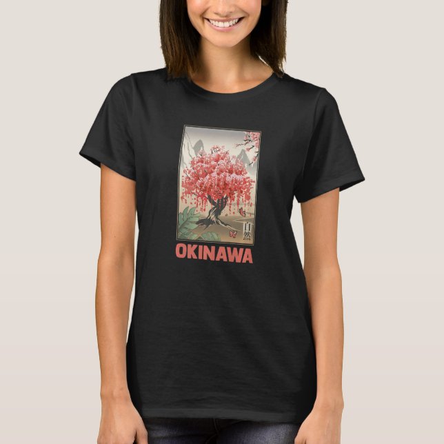 Cherry Blommar Sakura Okinawa Japan T Shirt (Framsida)