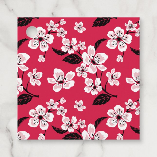 CHERRY BLOMMAR - SAKURA (RED) GÅVOR ETIKETTER (Framsida)