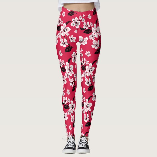 CHERRY BLOMMAR - SAKURA (RED) LEGGINGS (Framsida)
