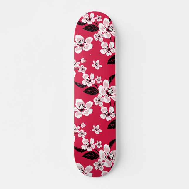 CHERRY BLOMMAR - SAKURA (RED) MINI SKATEBOARD BRÄDA 18,5 CM (Framsida)