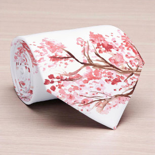 Cherry blommar Sakura Rosa Blommigt Bröllop Slips