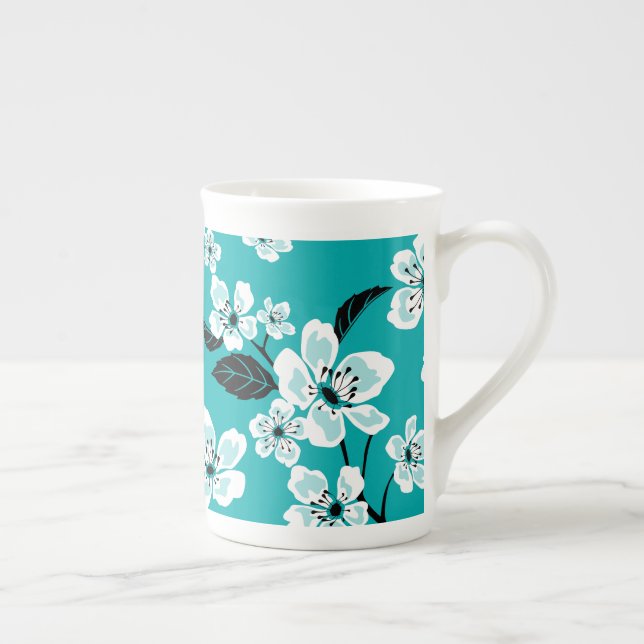 CHERRY BLOMMAR - SAKURA (TEAL) BENPORSLIN MUGG (Höger)