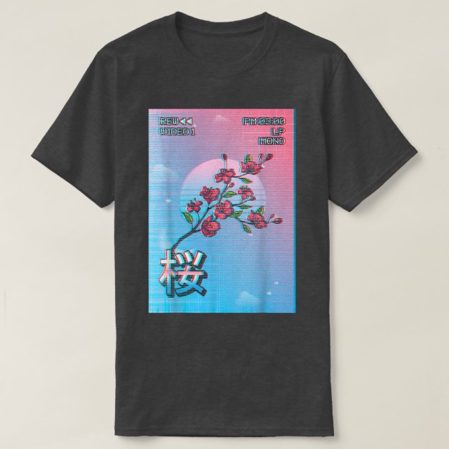Cherry Blommar Sakura Träd Retro T Shirt (Design framsida)
