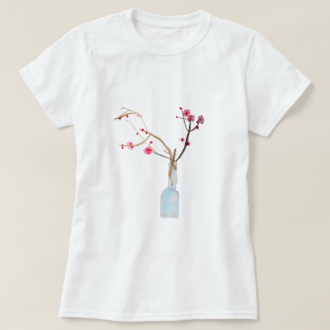Cherry Blommar sakura vattenfärgsart T Shirt (Design framsida)