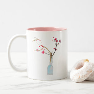 Cherry Blommar sakura vattenfärgsart Två-Tonad Mugg