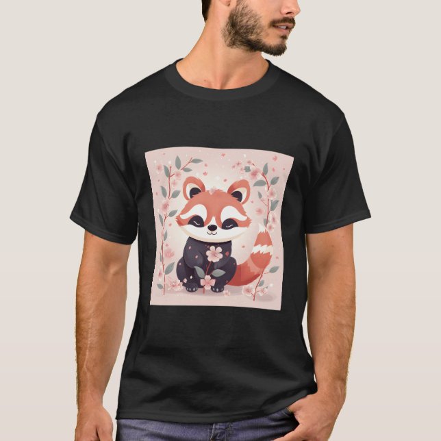 Cherry Blommar Season Red Panda Adsible Vår De T Shirt (Framsida)