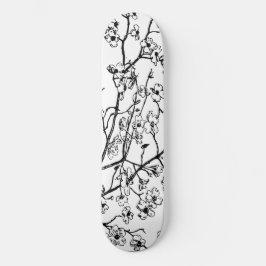 Cherry Blommar Skateboard Black and White