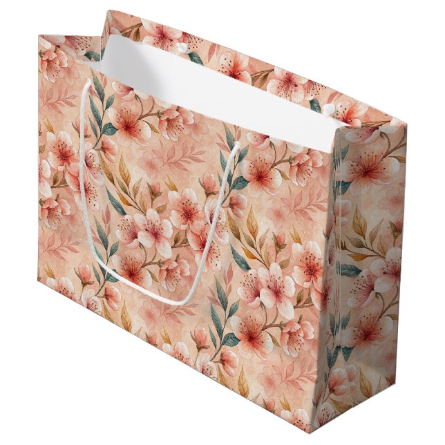 Cherry Blommar Skriv ut stor gift-flagga (Framsidan Vinklad)