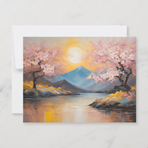 Cherry Blommar, solnedgång över bergslandskapet Vykort