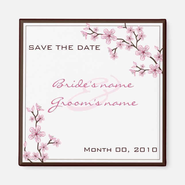 Cherry Blommar Spara datum magneter (Framsidan)