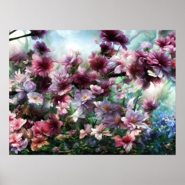 Cherry Blommar Stänk Flowers Poster (Framsidan)