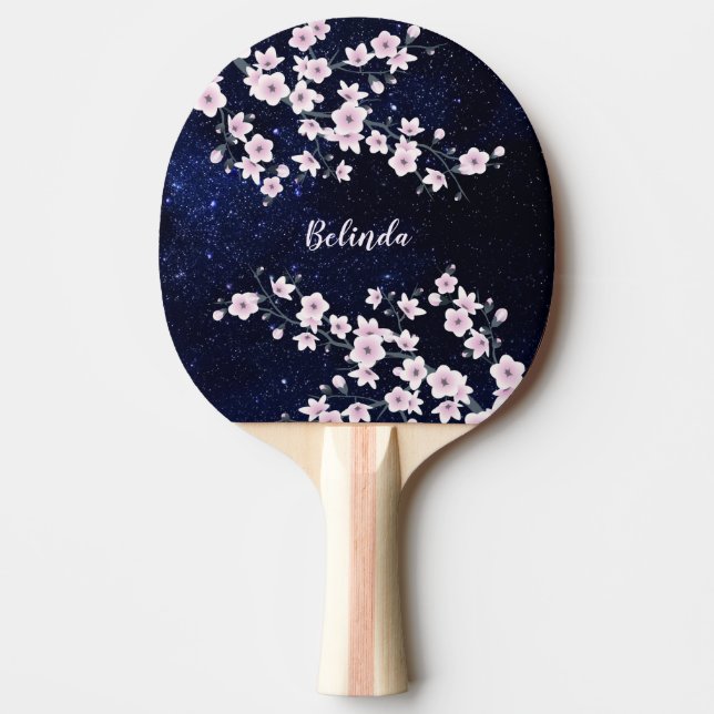 Cherry Blommar Starry Night Himlar Rosa Blue Monog Pingisracket (Framsidan)