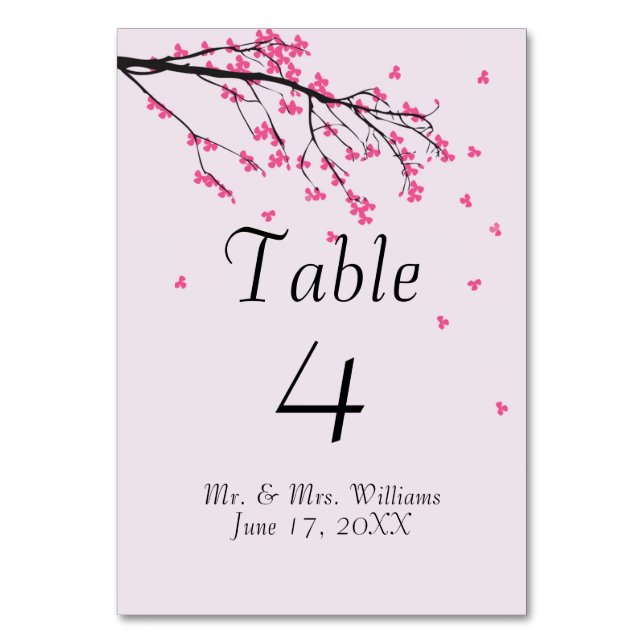 Cherry Blommar Stem - Bord Card Bordsnummer (Baksidan)