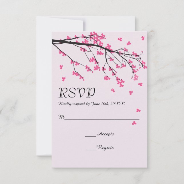 Cherry Blommar Stem - Bröllop OSA Card Kort (Framsida)