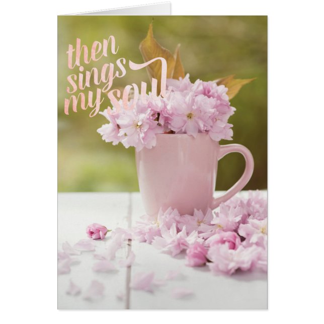 Cherry Blommar Stilllife Vår Text Hälsningskort (Framsidan)