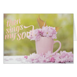 Cherry Blommar Stilllife Vår Text Hälsningskort