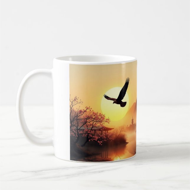 Cherry Blommar Sunset Eagle Coffee Mugg (Vänster)