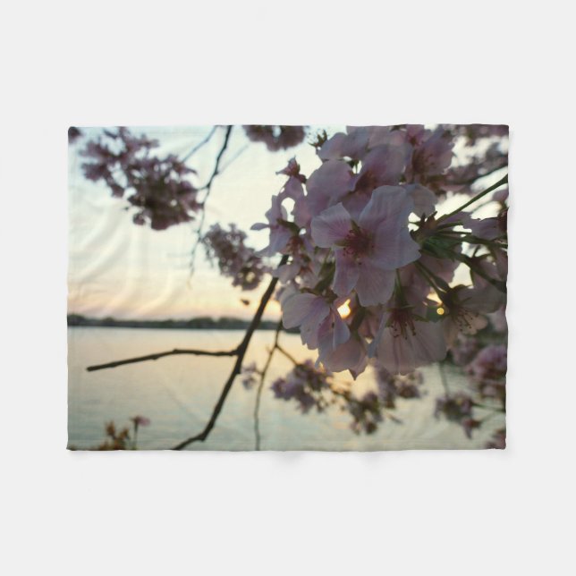 Cherry Blommar Sunset i Washington DC Fleecefilt (Framsidan (Horisontell))