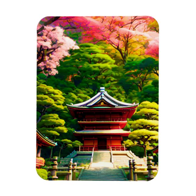 Cherry Blommar Temple Magnet (Vertikal)